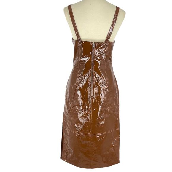 LPA The Label Ophelia 100% Leather Midi Dress Brown Women’s Size Small NWT - Picture 10 of 12